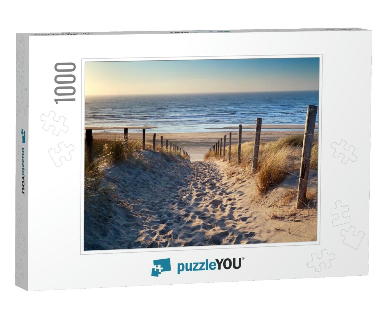 Path to North Sea Beach in Gold Sunset Sunshine, North Ho... Jigsaw Puzzle with 1000 pieces