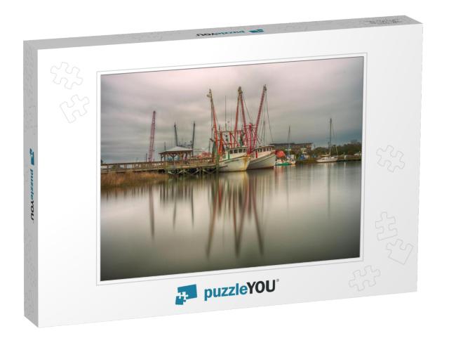 Shrimp Boats At Shem Creek, in Charleston South Carolina... Jigsaw Puzzle