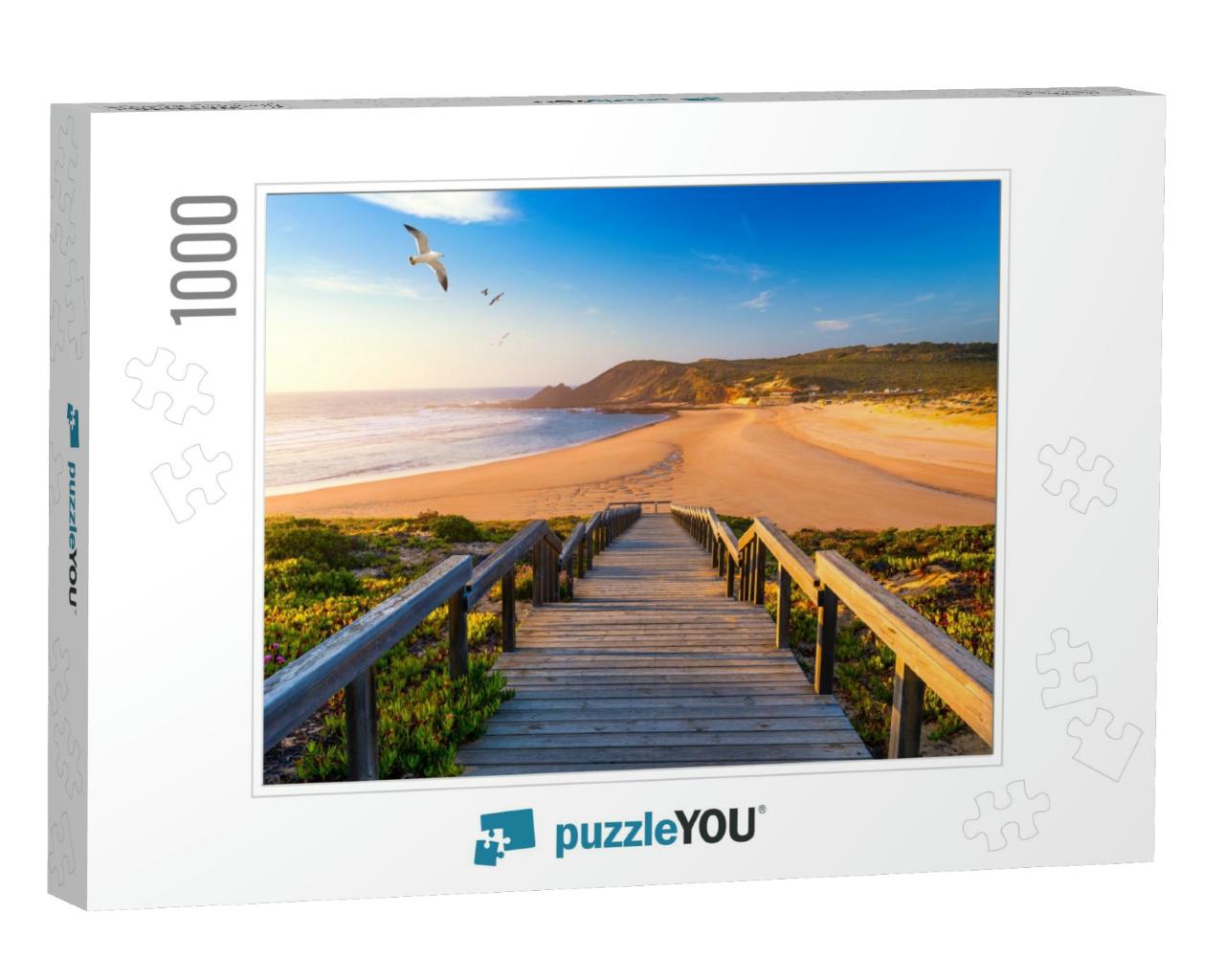 Wooden Walkway to the Beach Praia Da Amoreira, District A... Jigsaw Puzzle with 1000 pieces
