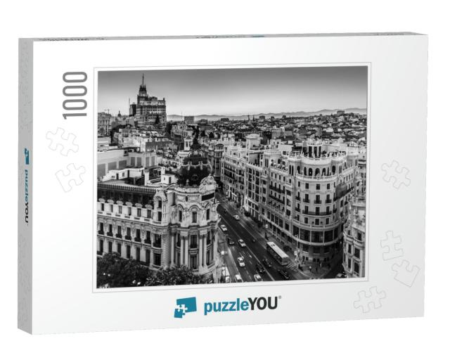 Panoramic Aerial View of Gran Via, Main Shopping Street i... Jigsaw Puzzle with 1000 pieces