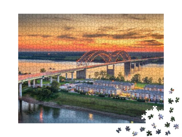 Memphis, Tennessee, USA At Hernando De Soto Bridge... Jigsaw Puzzle with 1000 pieces