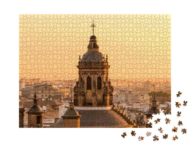 Sunset Seville - a Close-Up Golden Sunset View of the Dom... Jigsaw Puzzle with 1000 pieces