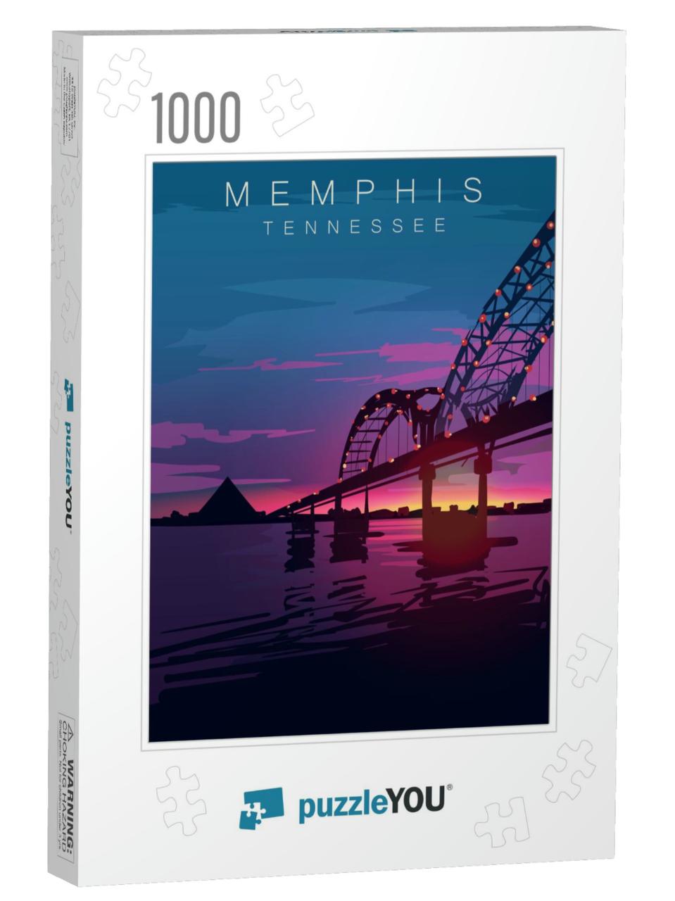 Memphis Modern Vector Poster. Memphis, Tennessee Landscap... Jigsaw Puzzle with 1000 pieces