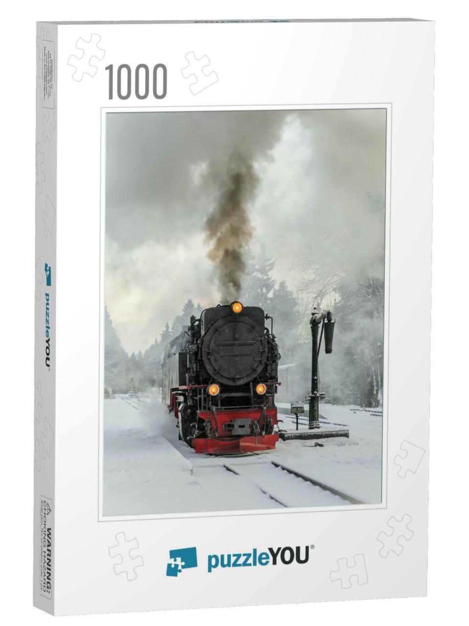 Steam Locomotive Ready to Go to the Brocken in Winter, Ge... Jigsaw Puzzle with 1000 pieces