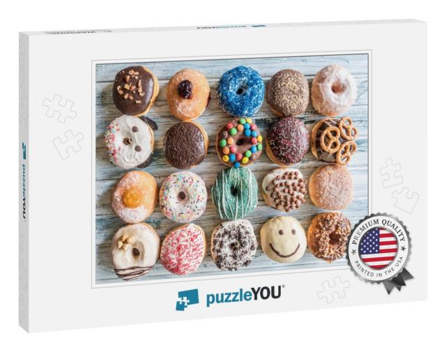 Many Sweet Glazed Donuts on the Table... Jigsaw Puzzle