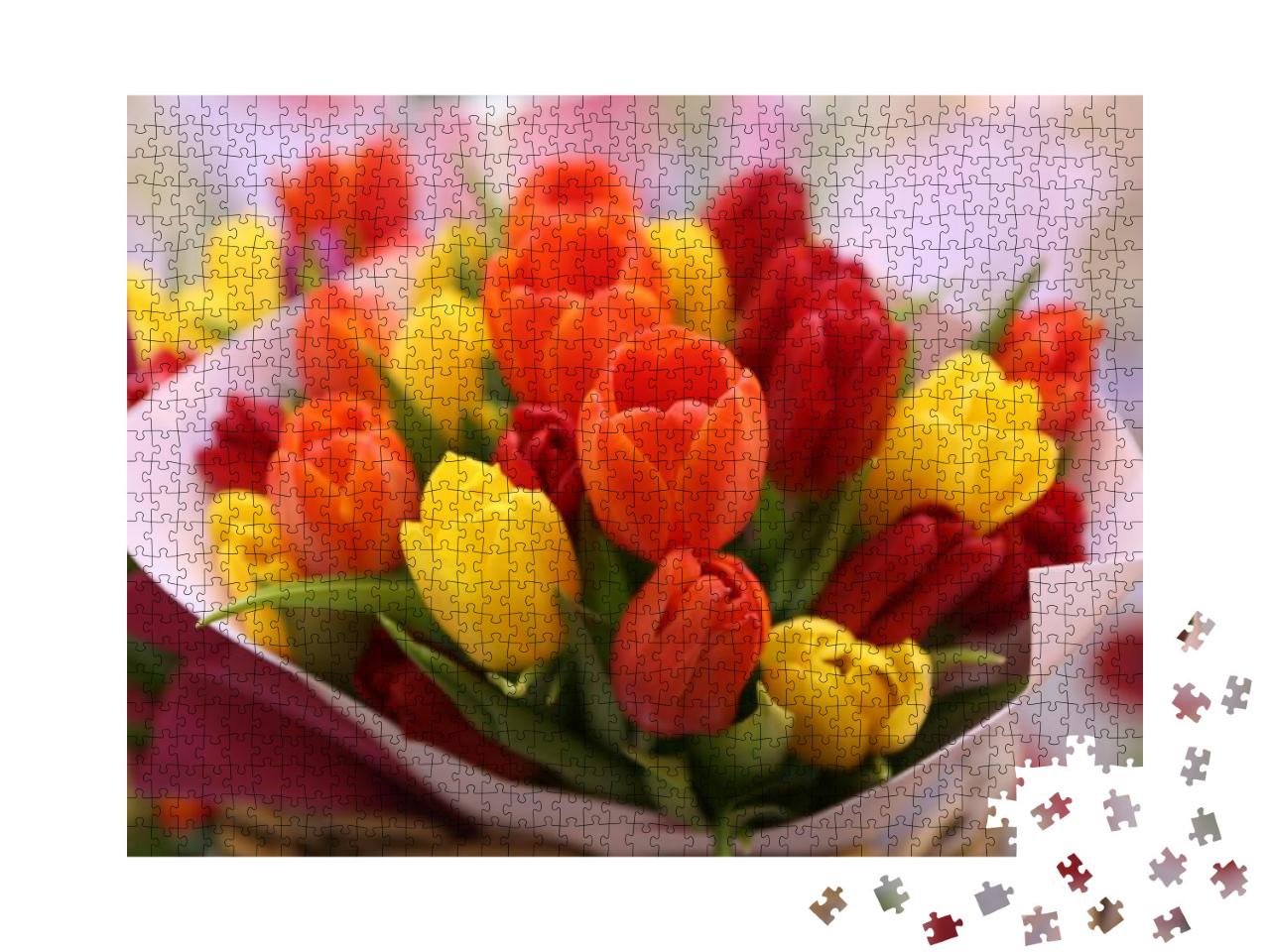 Tulip, Tulips Bouquet. Present for March 8, International... Jigsaw Puzzle with 1000 pieces