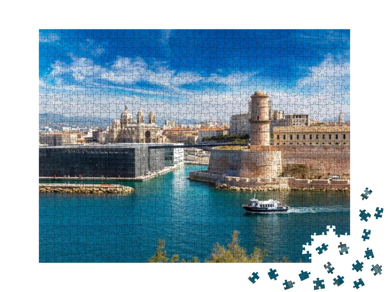 Saint Jean Castle & Cathedral De La Major & the Vieux Por... Jigsaw Puzzle with 1000 pieces