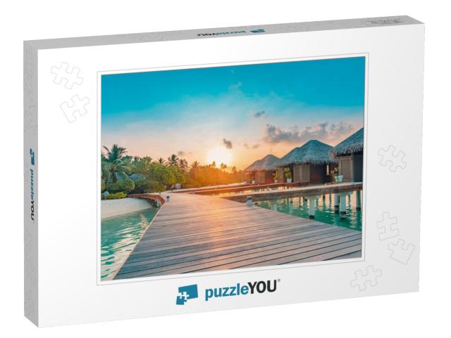 Sunset on Maldives Island, Luxury Water Villas Resort & W... Jigsaw Puzzle