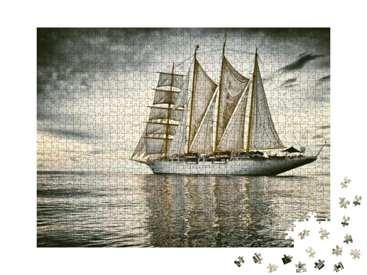 Sailing. Yachting. Sailing Ship. Toned Image & Blur. Retr... Jigsaw Puzzle with 1000 pieces
