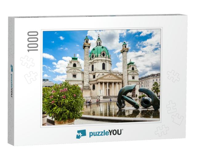 Beautiful View of Famous Saint Charless Church Wiener Kar... Jigsaw Puzzle with 1000 pieces