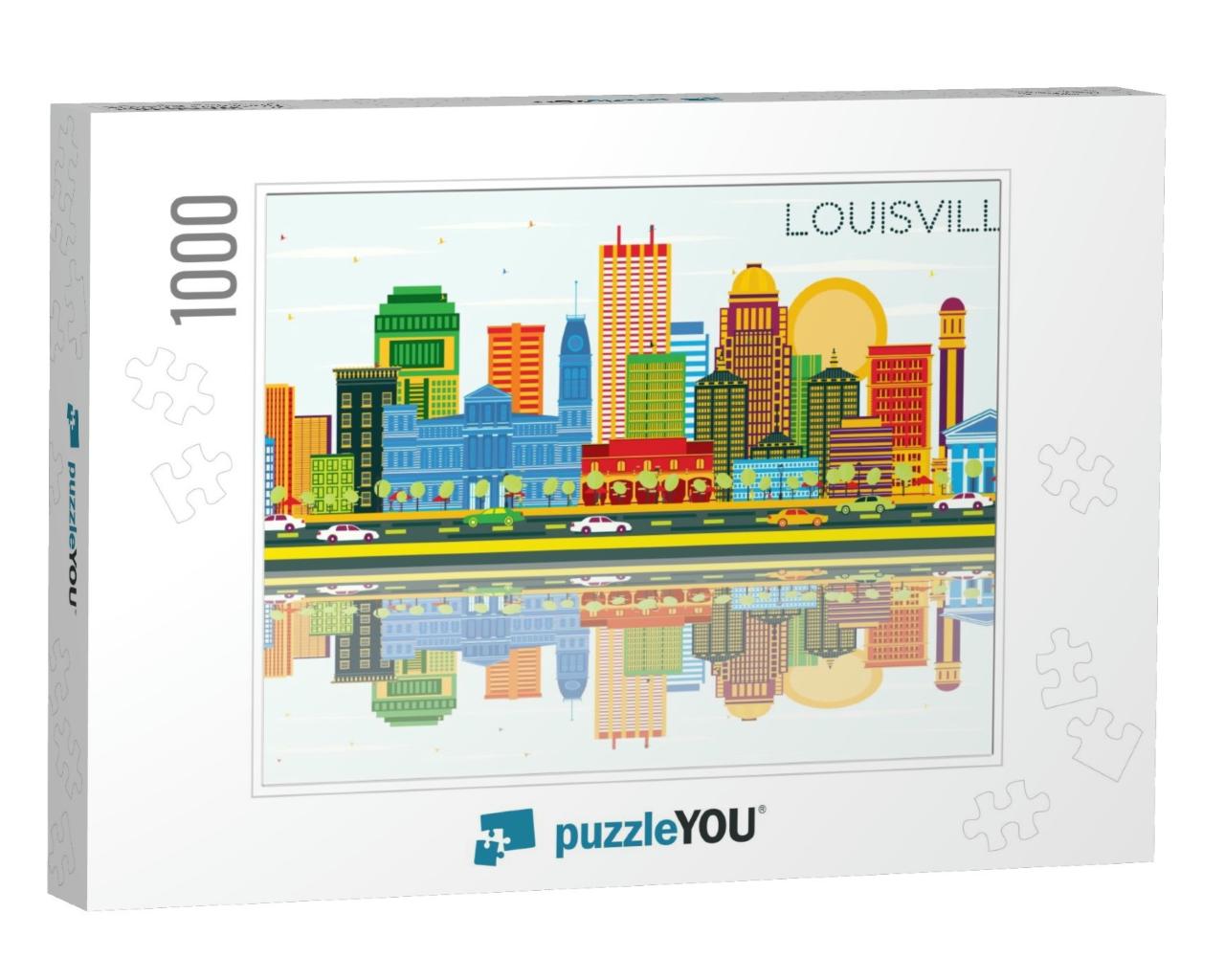Louisville Kentucky USA City Skyline with Color Buildings... Jigsaw Puzzle with 1000 pieces