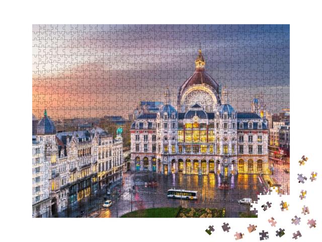 Antwerp, Belgium Cityscape At Central Railway Station fro... Jigsaw Puzzle with 1000 pieces