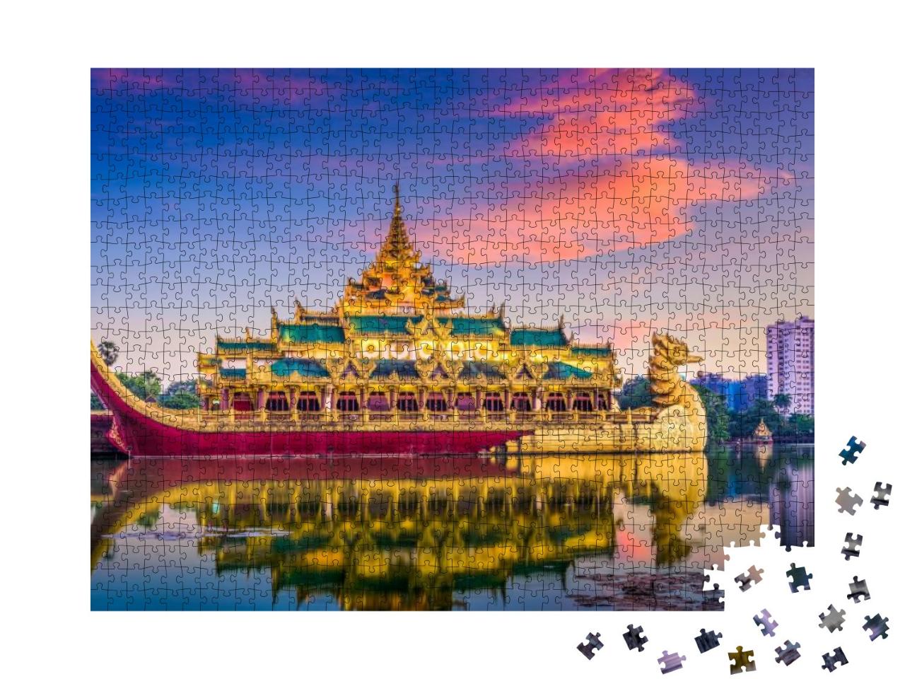 Yangon, Myanmar At Karaweik Palace in Kandawgyi Royal Lak... Jigsaw Puzzle with 1000 pieces
