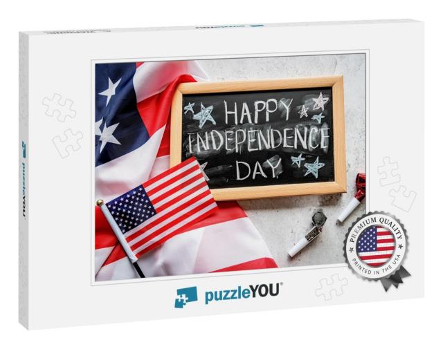 Independence Day USA Concept. Memorial Day. Chalkb... Jigsaw Puzzle
