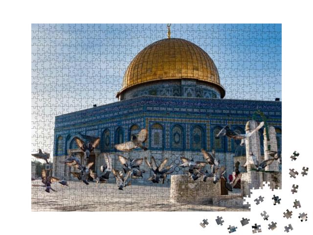The Morning Pigeons of Al-Aqsa, Seen Flying At the Courty... Jigsaw Puzzle with 1000 pieces
