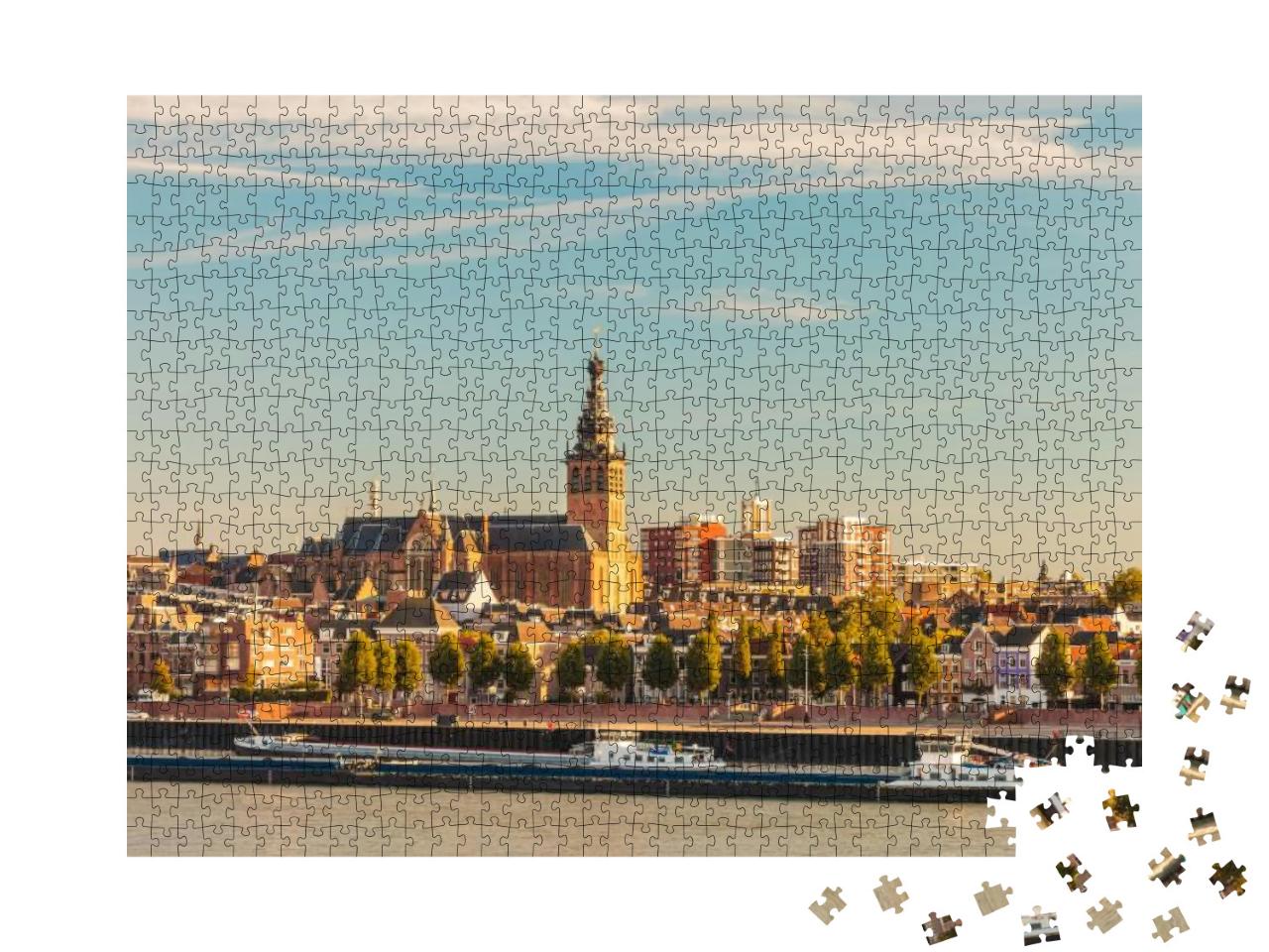 The Dutch City of Nijmegen During Sunset with the River W... Jigsaw Puzzle with 1000 pieces