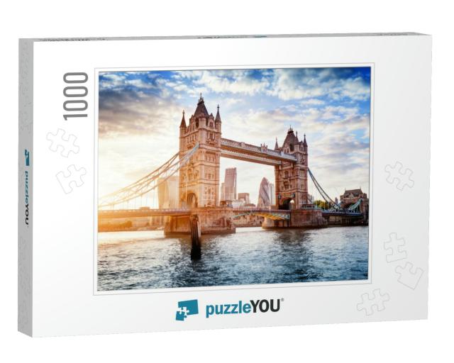 Tower Bridge in London, the Uk. Sunset with Beautiful Clo... Jigsaw Puzzle with 1000 pieces