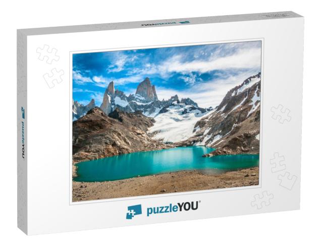 Fitz Roy Mountain & Laguna De Los Tres, Patagonia, Argent... Jigsaw Puzzle