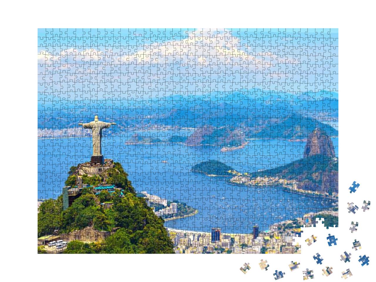 Aerial View of Rio De Janeiro with Christ Redeemer & Corc... Jigsaw Puzzle with 1000 pieces