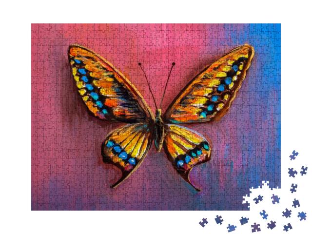 Oil Painting of Butterfly... Jigsaw Puzzle with 1000 pieces