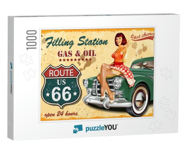 Filling Station Retro Banner... Jigsaw Puzzle with 1000 pieces