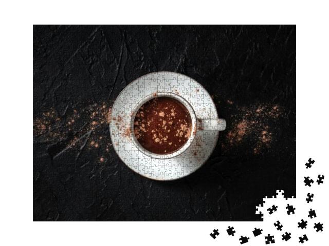 Hot Chocolate with Ground Cocoa Powder, Overhead Shot... Jigsaw Puzzle with 1000 pieces