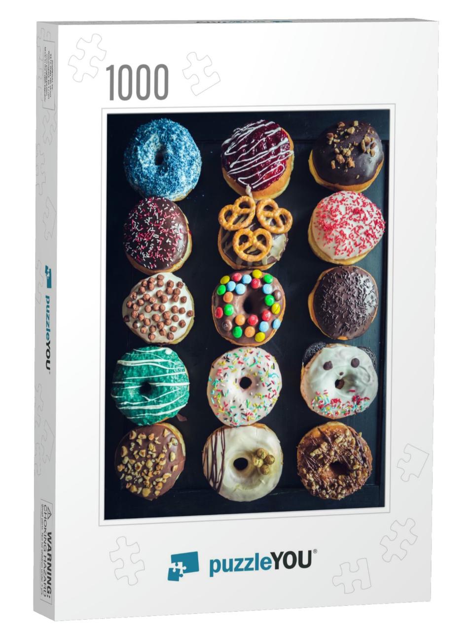 Sweet Glazed Donuts Served on the Table... Jigsaw Puzzle with 1000 pieces