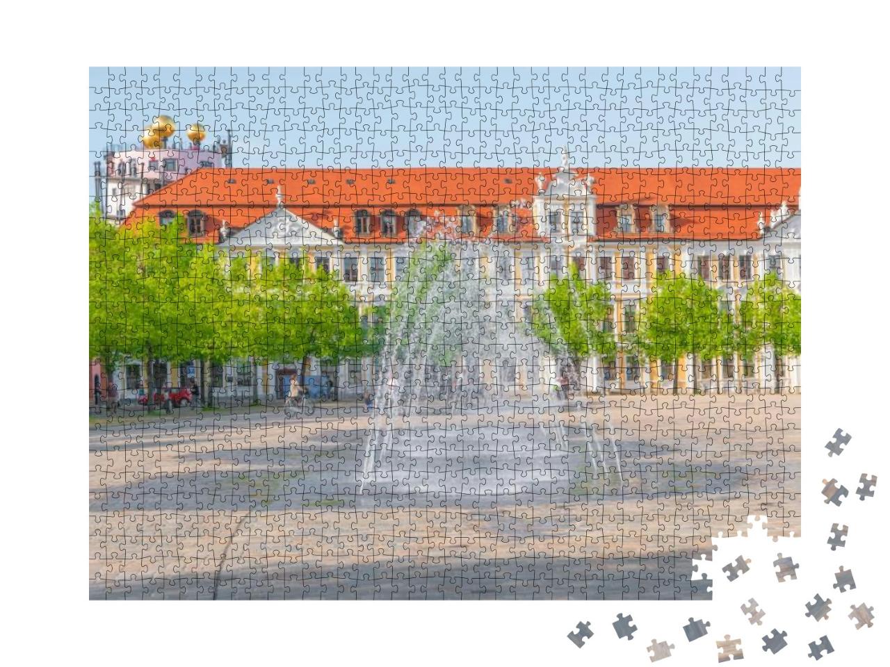 Major Square with Fountains in Magdeburg by Cathedral & G... Jigsaw Puzzle with 1000 pieces