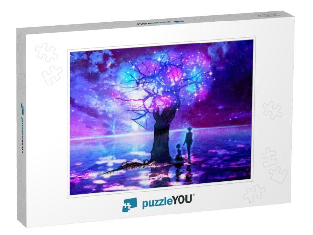 Digital Watercolor Illustration of a Magic Tree Made of S... Jigsaw Puzzle