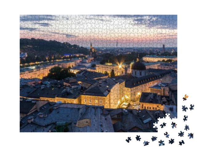 Salzburg City Skyline, Aerial View of Mozart-Wohnhaus, Pf... Jigsaw Puzzle with 1000 pieces