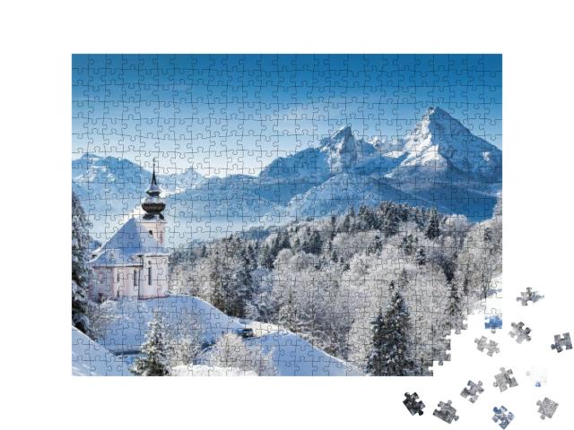 Panoramic View of Beautiful Winter Wonderland Mountain Sc... Jigsaw Puzzle with 500 pieces