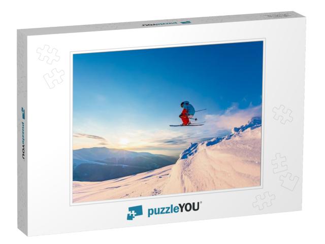 Good Skiing in the Snowy Mountains, Carpathians, Ukraine... Jigsaw Puzzle