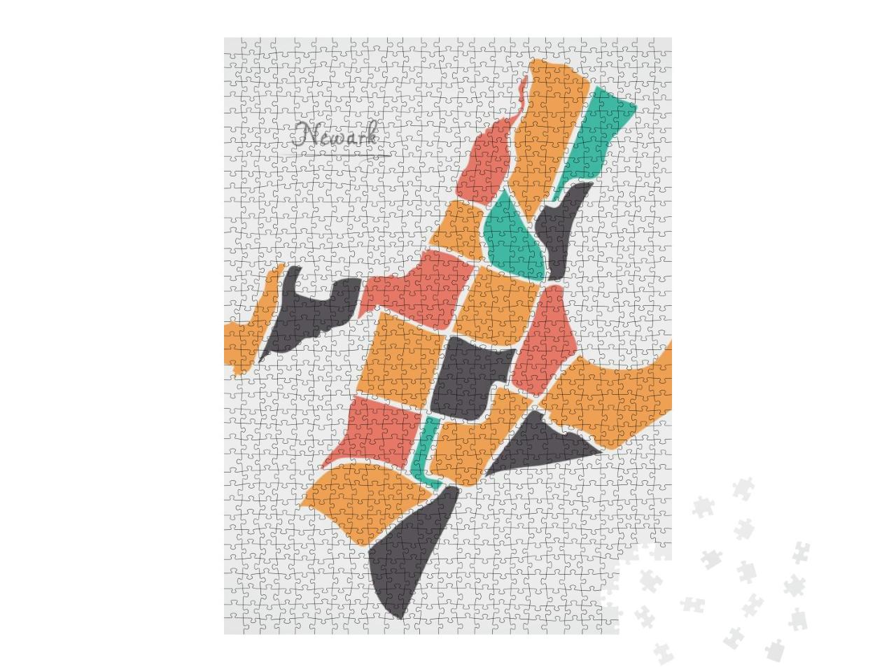 Newark New Jersey Map with Neighborhoods & Modern Round S... Jigsaw Puzzle with 1000 pieces