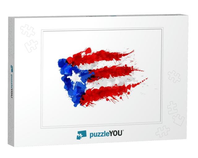 Flag of Puerto Rico Made of Colorful Splashes... Jigsaw Puzzle