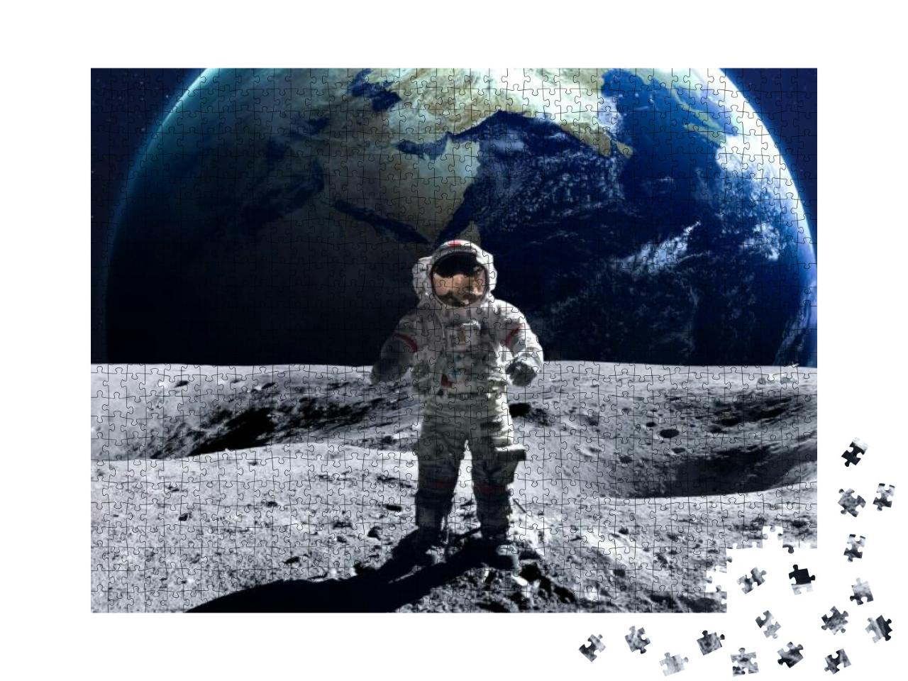 Brave Astronaut At the Spacewalk on the Moon. This Image... Jigsaw Puzzle with 1000 pieces