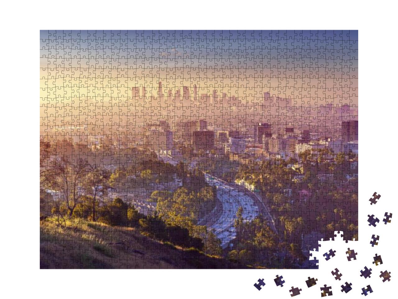 Panorama of Los Angeles At Sunrise... Jigsaw Puzzle with 1000 pieces