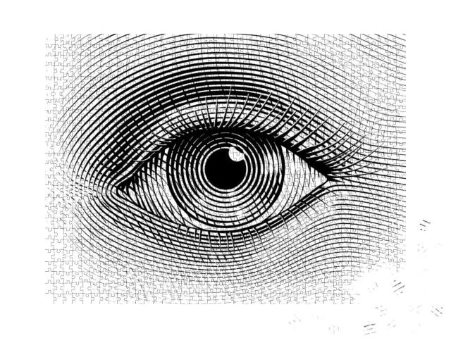 Vector Human Eye in Engraved Style. Eps8. Cmyk. Organized... Jigsaw Puzzle with 1000 pieces