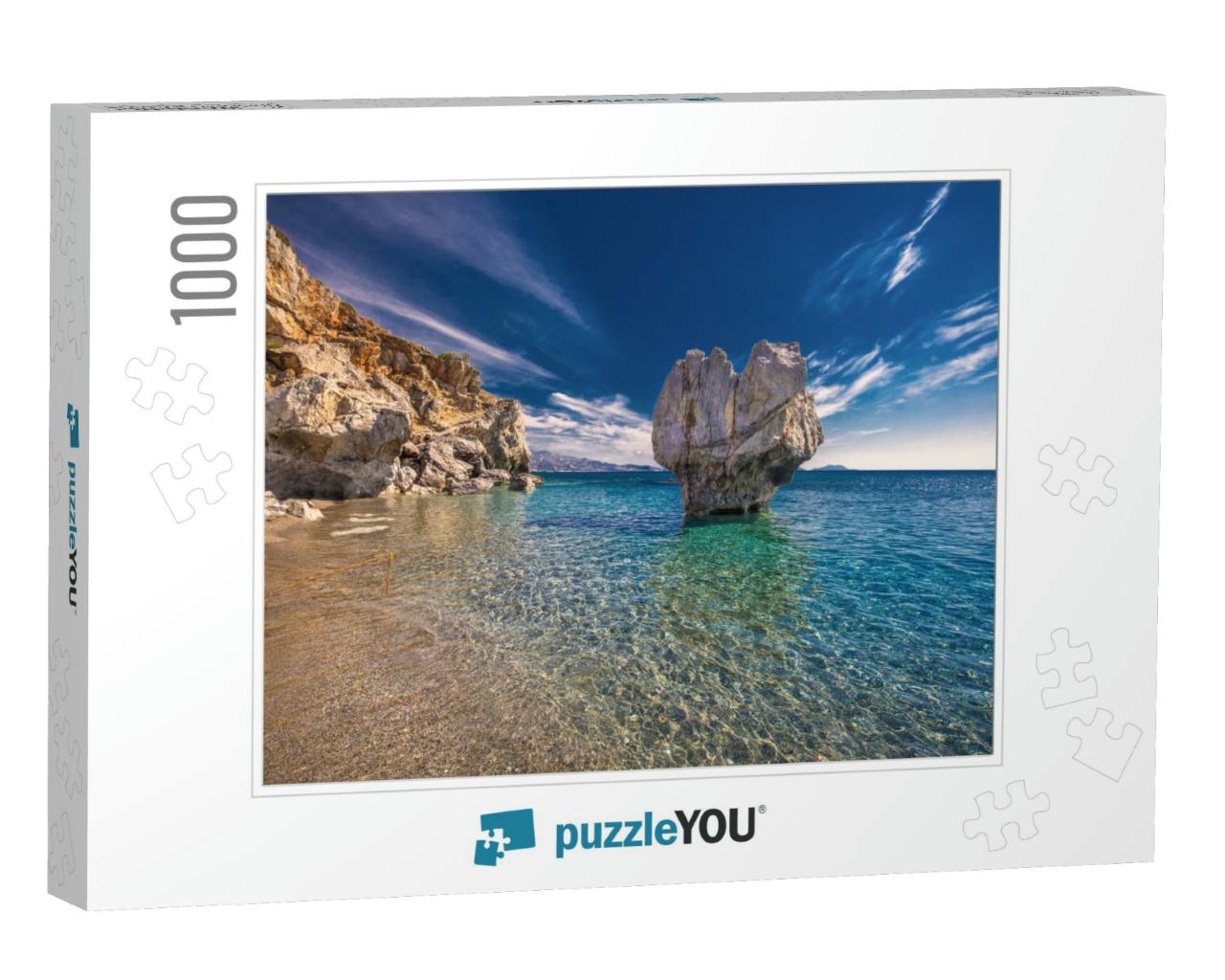 Preveli Beach on Crete Island with Azure Clear Water, Gre... Jigsaw Puzzle with 1000 pieces