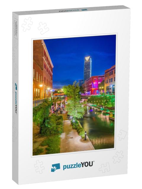 Oklahoma City, Oklahoma, USA Cityscape in Bricktown At Dus... Jigsaw Puzzle