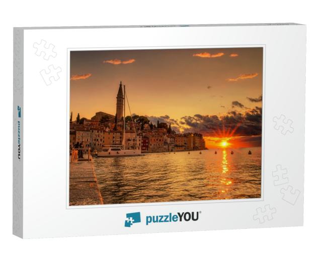 Beautiful Colorful Sunset Rovinj Adriatic Sea Croatia, Mo... Jigsaw Puzzle