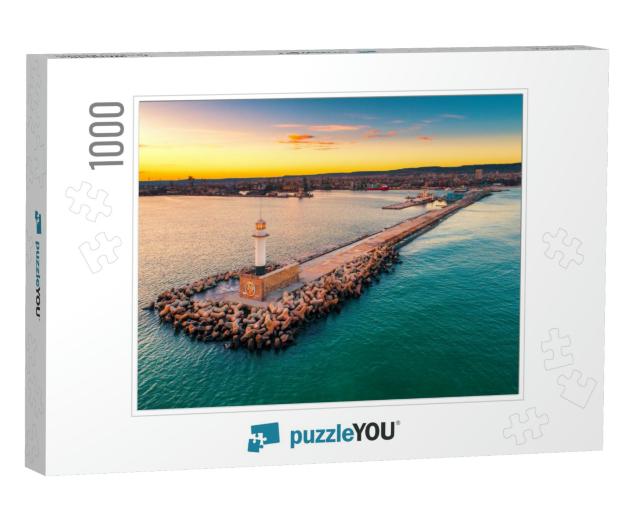 Aerial View of Lighthouse At Sunset in Varna, Bulgaria... Jigsaw Puzzle with 1000 pieces