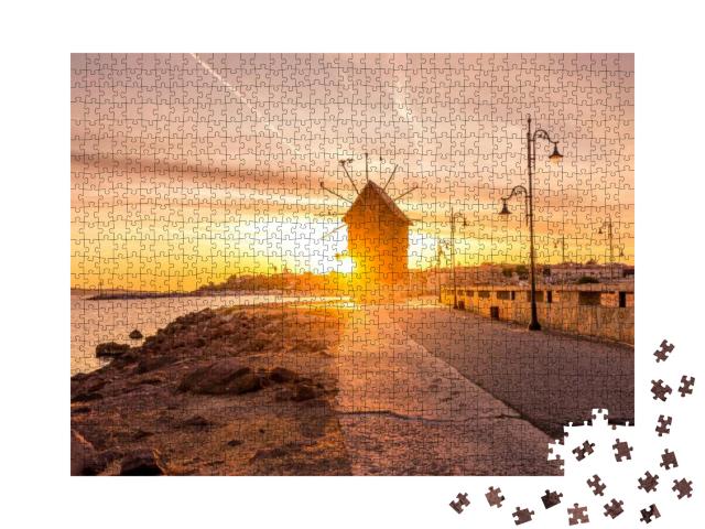 Nessebar, Bulgaria -23 September, 2019 Old Wind Mill At S... Jigsaw Puzzle with 1000 pieces