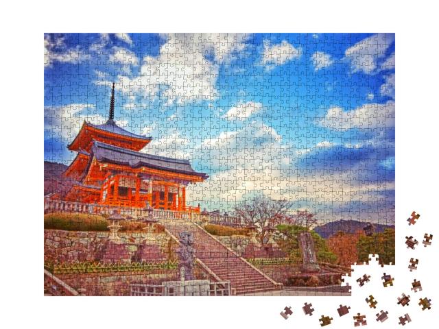 Kiyomizu-Dera Temple Grounds Under the Sunset Light, Kyot... Jigsaw Puzzle with 1000 pieces