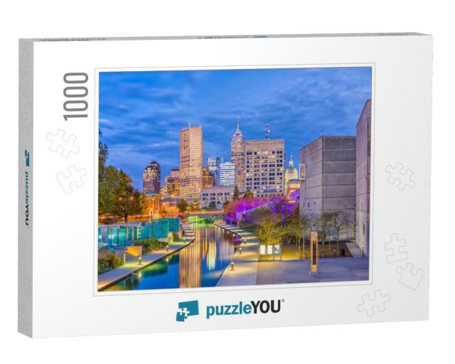 Indianapolis, Indiana, USA Skyline on the Canal Walk... Jigsaw Puzzle with 1000 pieces