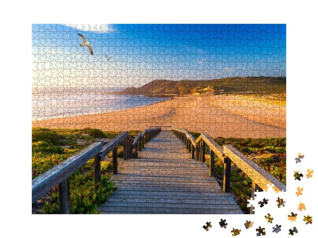 Wooden Walkway to the Beach Praia Da Amoreira, District A... Jigsaw Puzzle with 1000 pieces