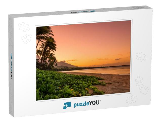 Maui Sunset with Green Plants... Jigsaw Puzzle