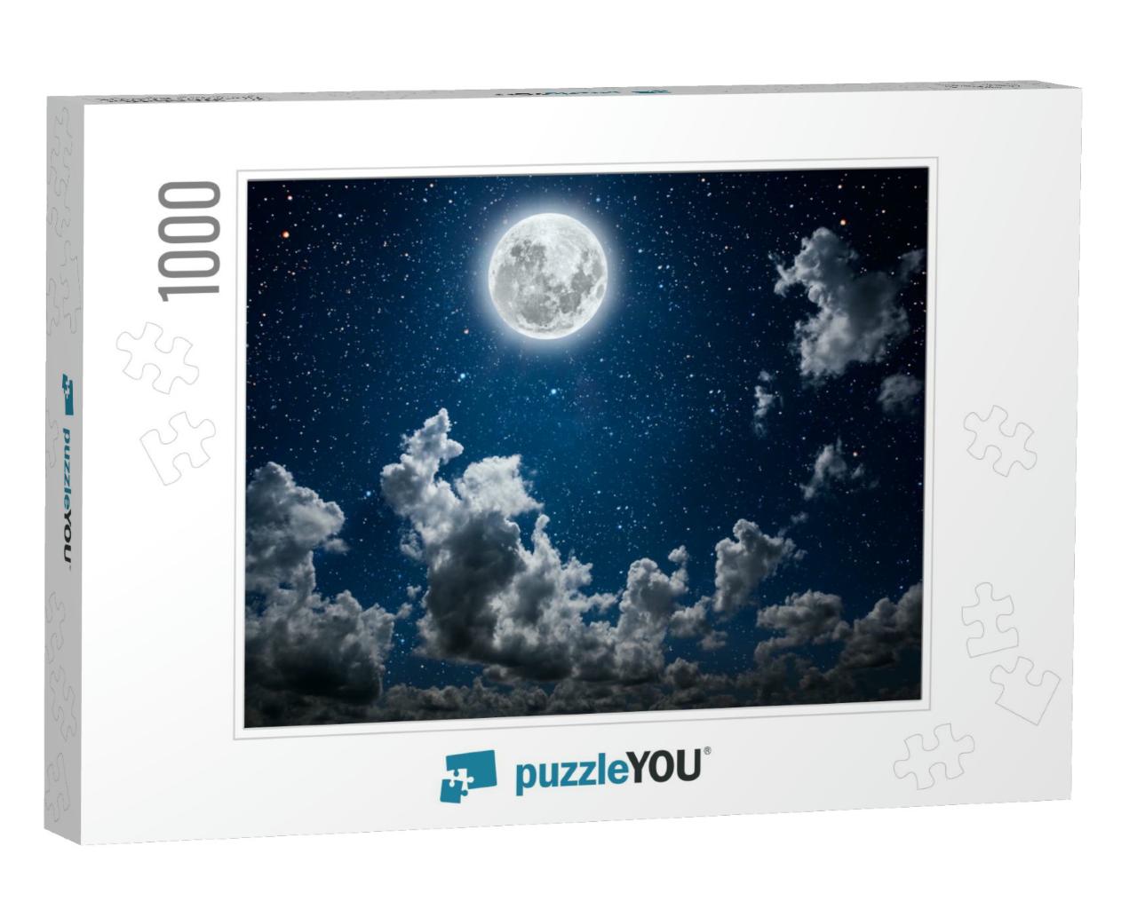Backgrounds Night Sky with Stars & Moon & Clouds. Element... Jigsaw Puzzle with 1000 pieces