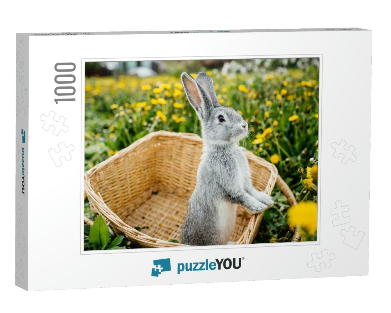 Gray Rabbit in the Garden in the Basket... Jigsaw Puzzle with 1000 pieces