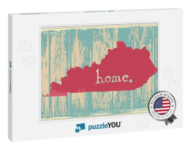 Kentucky Nostalgic Rustic Vintage State Vector Sign... Jigsaw Puzzle