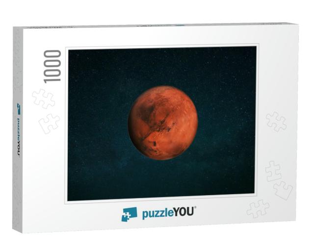 Planet Mars in the Starry Sky. Red Planet in Space... Jigsaw Puzzle with 1000 pieces